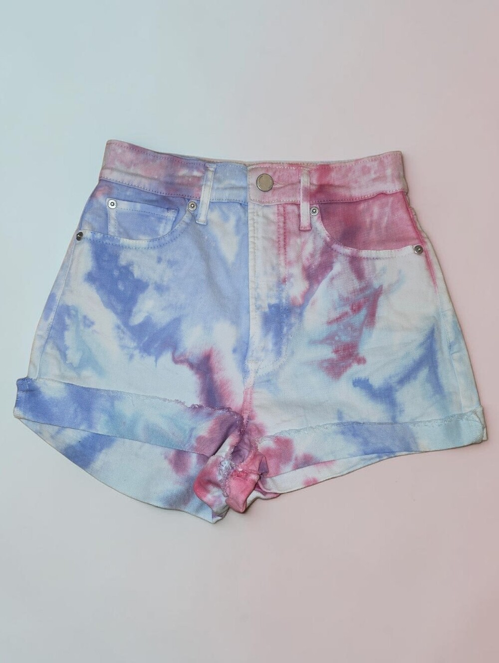 Fashion Nova Tie-Dye Pink & Blue Women's Denim Shorts Size 3